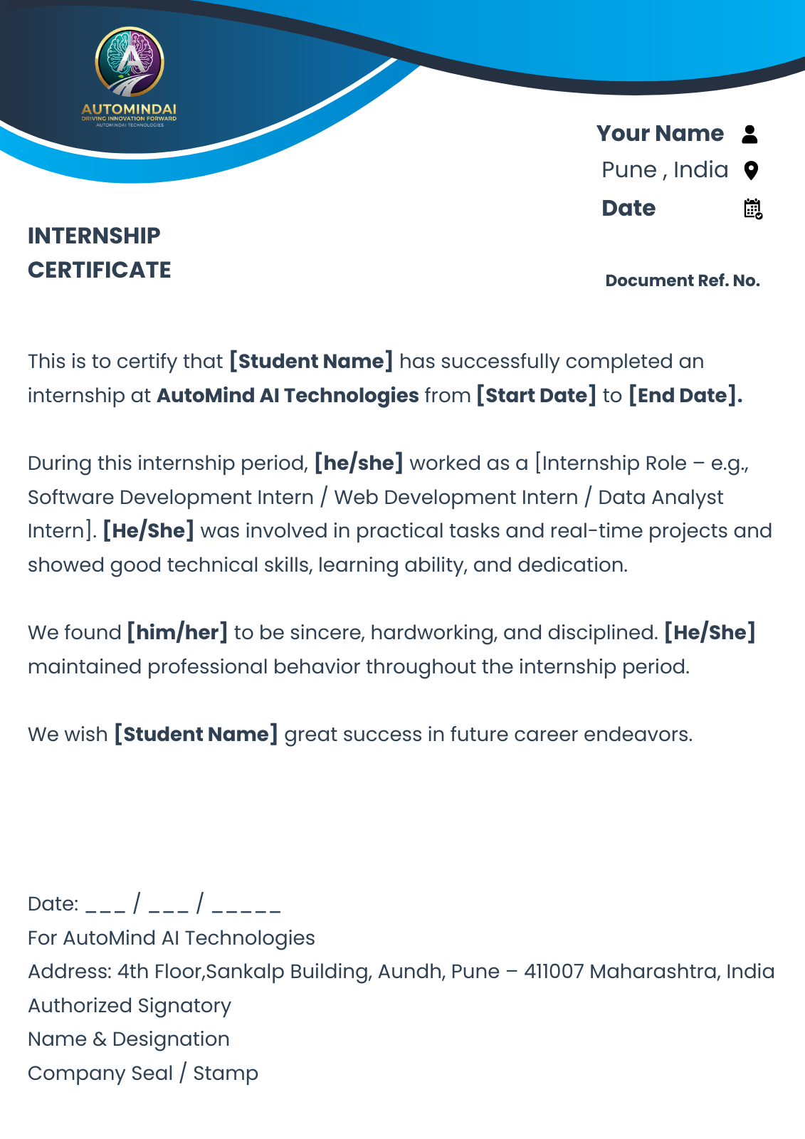 Technogeeks Internship Completion Letter